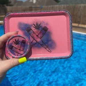 Custom rhinestoned rolling tray